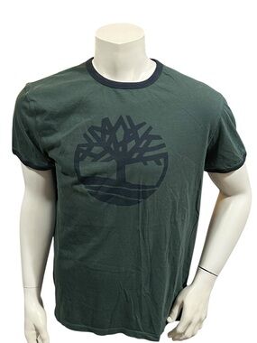 Timberland Forest Green Short Sleeve Tee with Dark Logo Trim